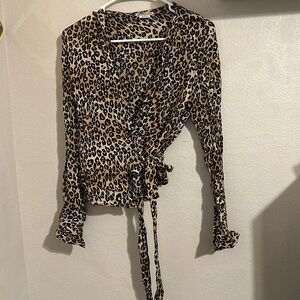 MICHAEL KORS animal print tie front top